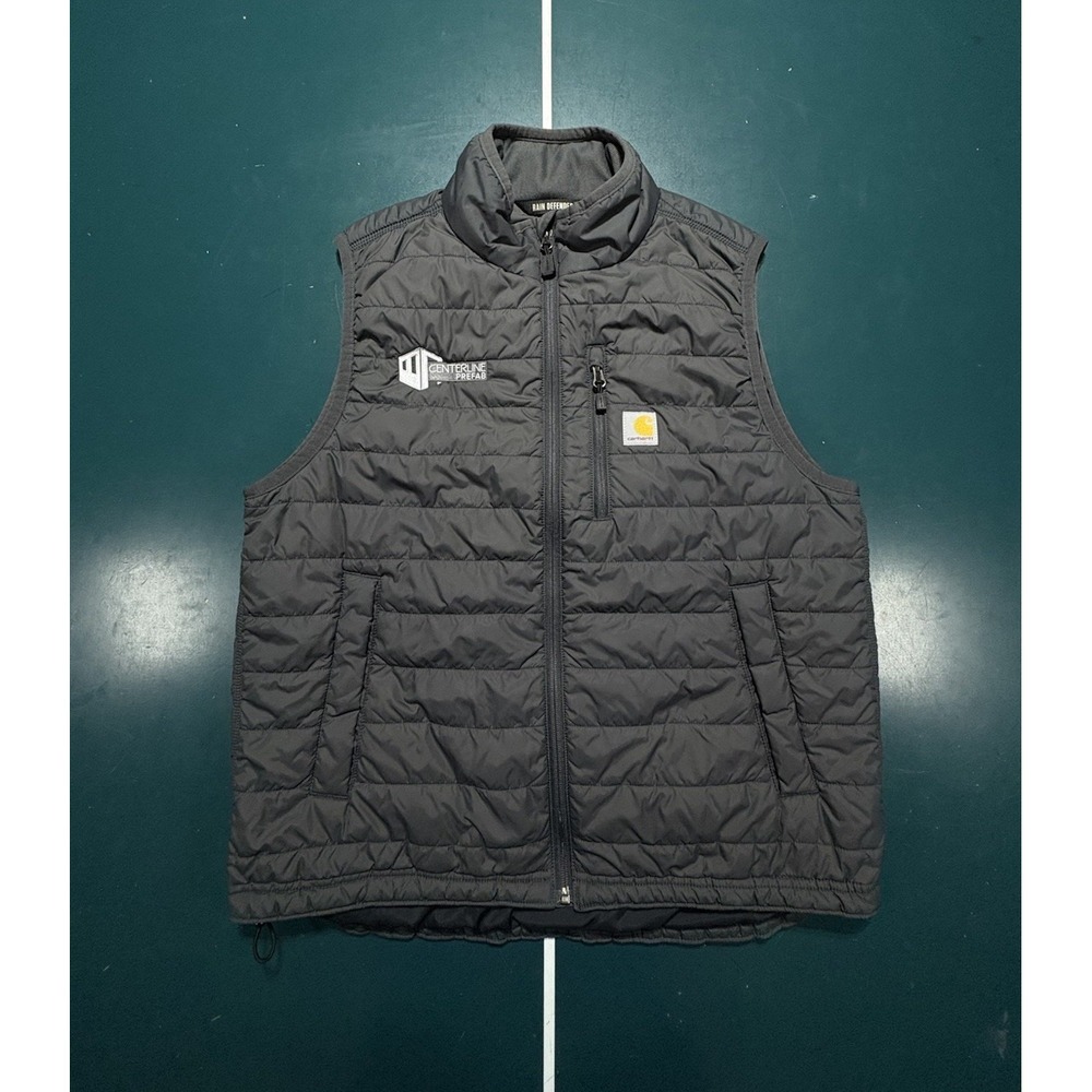 Carhartt Gilliam Rain Defender Vest Men's Large Gray Puffer Lightweight Outdoor